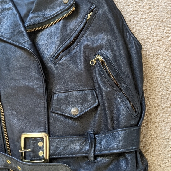 Dkny Black Leather Motorcycle Vest - Picture 3 of 14